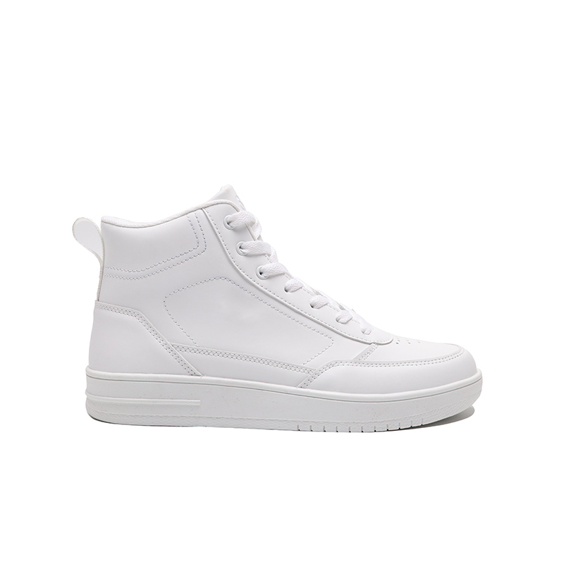 Round toe high top small white shoes