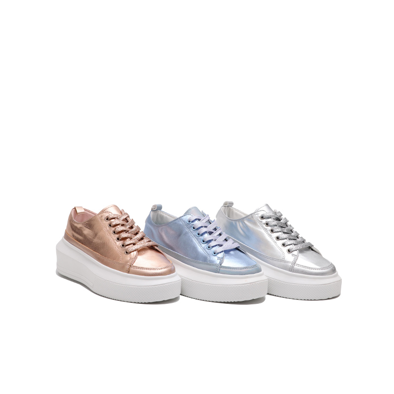 New arrival silver low-top lightweight wedge leisure sneakers